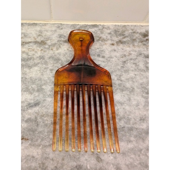 Vintage Comb Pick Brown Tortoise Amber Tone Clear - Picture 1 of 6